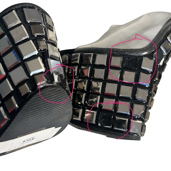 PLEASER SKY-301MR Mirrored Tile Platform Slide Sandals Size 5 FLAWED - Picture 9 of 13